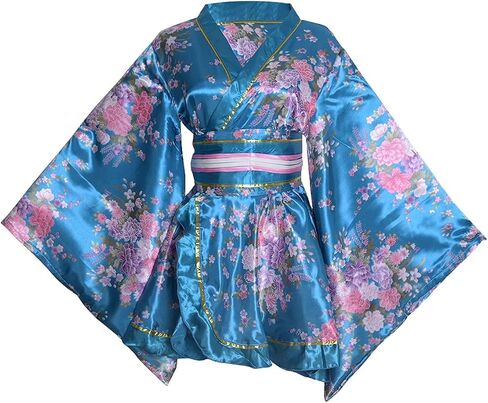Women's Short Kimono Costume Floral Geisha Lolita Yukata Asia Traditional Sexy Bathrobe Sleepwear Robe Belt Outfit in Saudi Arabia