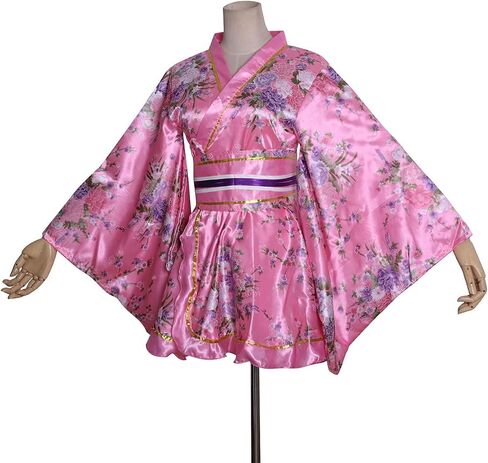 Women's Short Kimono Costume Floral Geisha Lolita Yukata Asia Traditional Sexy Bathrobe Sleepwear Robe Belt Outfit in Saudi Arabia