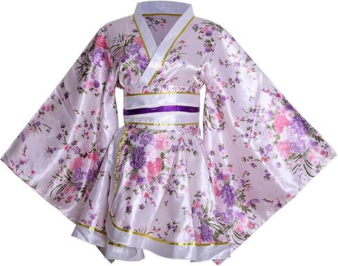 Women's Short Kimono Costume Floral Geisha Lolita Yukata Asia Traditional Sexy Bathrobe Sleepwear Robe Belt Outfit in Saudi Arabia