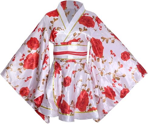 Women's Short Kimono Costume Floral Geisha Lolita Yukata Asia Traditional Sexy Bathrobe Sleepwear Robe Belt Outfit in Saudi Arabia