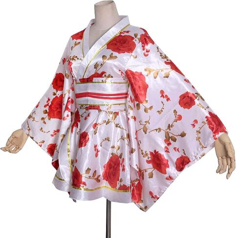 Women's Short Kimono Costume Floral Geisha Lolita Yukata Asia Traditional Sexy Bathrobe Sleepwear Robe Belt Outfit in Saudi Arabia