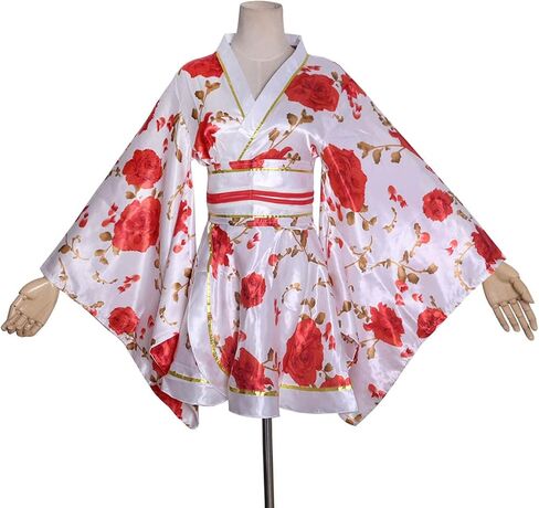 Women's Short Kimono Costume Floral Geisha Lolita Yukata Asia Traditional Sexy Bathrobe Sleepwear Robe Belt Outfit in Saudi Arabia