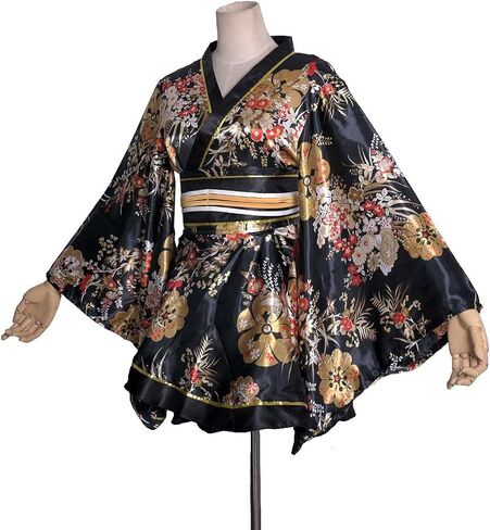 Women's Short Kimono Costume Floral Geisha Lolita Yukata Asia Traditional Sexy Bathrobe Sleepwear Robe Belt Outfit in Saudi Arabia