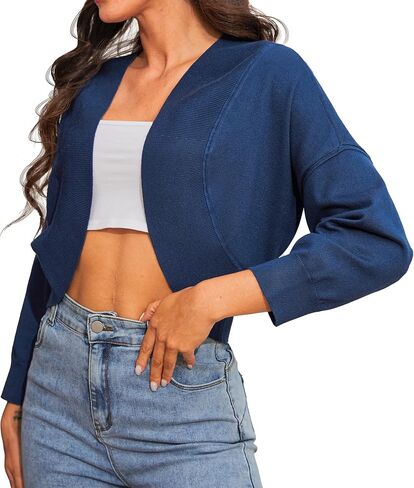 ETOSELL Cropped Cardigans for Women 3/4 Sleeve Open Front Knit Cardigan Sweaters Ribbed Shrugs Bolero Top S-XXL in Saudi Arabia