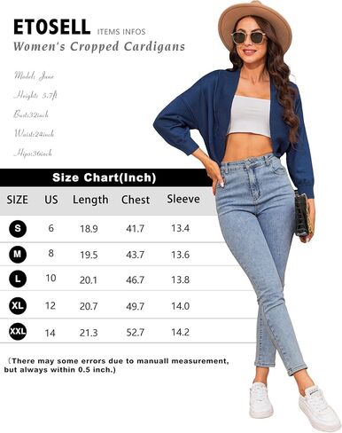 ETOSELL Cropped Cardigans for Women 3/4 Sleeve Open Front Knit Cardigan Sweaters Ribbed Shrugs Bolero Top S-XXL in Saudi Arabia