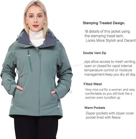 سترة تزلج على الجليد من Fit Space للنساء مقاومة للماء وقابلة للتنفس 15K معطف شتوي للثلج ملابس تقنية in Kuwait