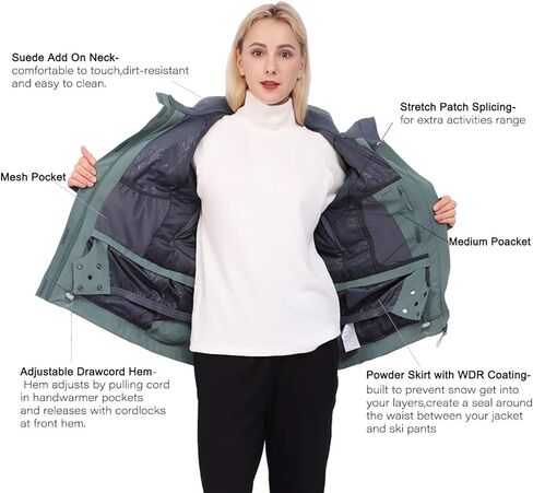 سترة تزلج على الجليد من Fit Space للنساء مقاومة للماء وقابلة للتنفس 15K معطف شتوي للثلج ملابس تقنية in Kuwait