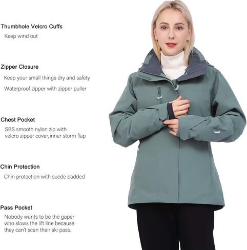 سترة تزلج على الجليد من Fit Space للنساء مقاومة للماء وقابلة للتنفس 15K معطف شتوي للثلج ملابس تقنية in Kuwait