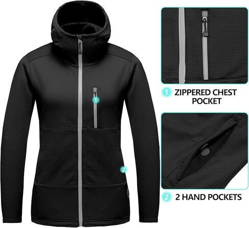 سترة جري نسائية شتوية خفيفة الوزن من الصوف الدافئ من Little Donkey Andy تسمح بالتهوية، سترة حرارية للتنزه سيرًا على الأقدام in Kuwait