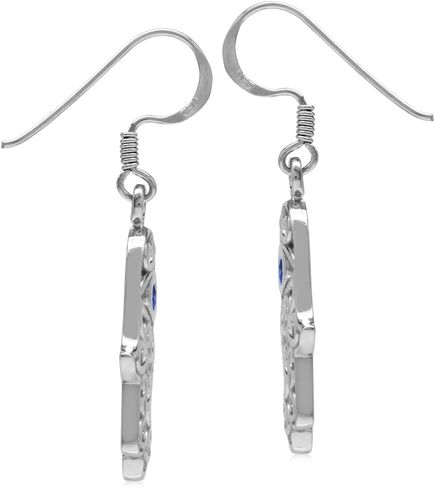 Silvershake 925 Sterling Silver Evil Eye On Hamsa Hand Dangle Hook Earrings Protective Symbol Jewelry for Women in Saudi Arabia