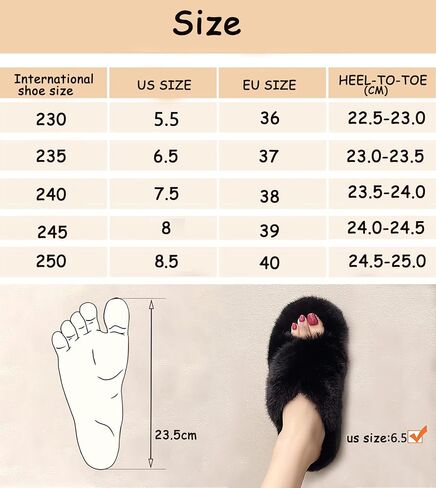 OOYAYA Women's Fuzzy Cross Band House Slippers Soft Lightweight Black Slippers - Open Toe Slip On Breathable Fluffy Slippers for Women, Bedroom, Bride, Girls, Suitable for Indoor/Outdoor in Saudi Arabia