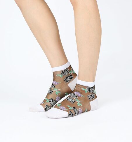 STYLEGAGA Women Mesh Transparent sheer casual ankle high socks in Saudi Arabia