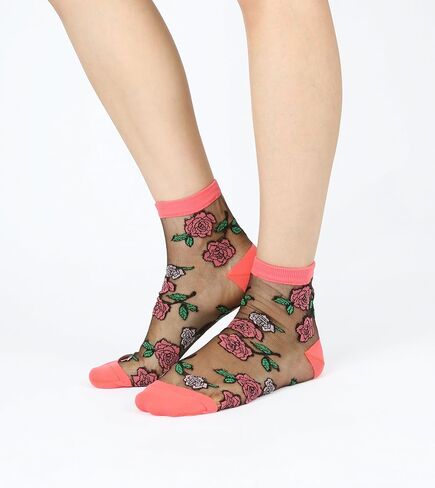 STYLEGAGA Women Mesh Transparent sheer casual ankle high socks in Saudi Arabia