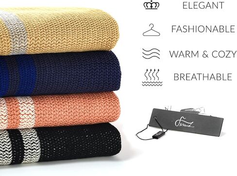 بلوفر نسائي مخطط، سترة بونشو ذات شراشيب، لفافة شال للملابس الرسمية والعادية in Kuwait