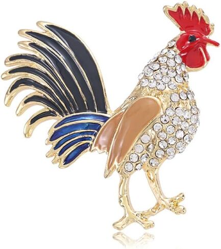 Roosters Crystal Brooch Pins Elegant Rhinestone Animal Lapel Brooches Novelty Funny Pins Fashion Jewelry Suit Brooches Accessories for Women Girl, Metal, goldstone in Kuwait