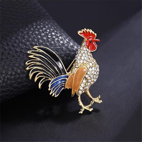 Roosters Crystal Brooch Pins Elegant Rhinestone Animal Lapel Brooches Novelty Funny Pins Fashion Jewelry Suit Brooches Accessories for Women Girl, Metal, goldstone in Kuwait