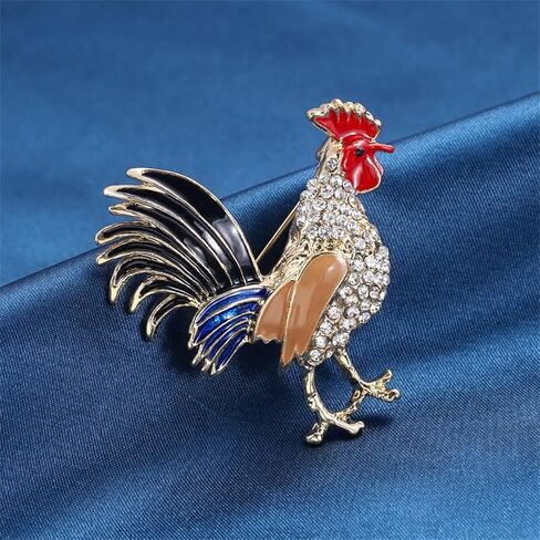 Roosters Crystal Brooch Pins Elegant Rhinestone Animal Lapel Brooches Novelty Funny Pins Fashion Jewelry Suit Brooches Accessories for Women Girl, Metal, goldstone in Kuwait
