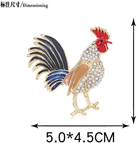 Roosters Crystal Brooch Pins Elegant Rhinestone Animal Lapel Brooches Novelty Funny Pins Fashion Jewelry Suit Brooches Accessories for Women Girl, Metal, goldstone in Kuwait