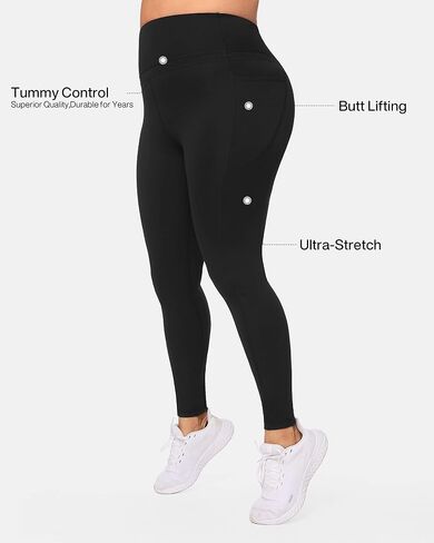 VFUS Butt Lifting High Waist Workout Leggings for Women Tummy Control with Pockets Non See Through Yoga Pants Plus Size in Saudi Arabia