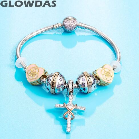 سحر جوهرة الميلاد من GLOWDAS يناير-ديسمبر يناسب سوار عيد الميلاد الأوروبي، 925 من الفضة الاسترليني تمهيد تشيكوسلوفاكيا حجر الميلاد قلادة الخرز مع 12 شهر ميلاد، هدايا للعائلة/الأصدقاء/عيد الميلاد/عيد الميلاد in Kuwait