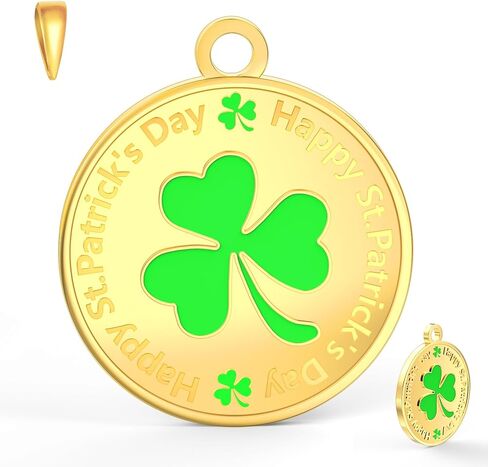 Whimypey St. Patrick's Day 18K gold pendant, clover, gold coin pendant, lucky accessory in Kuwait