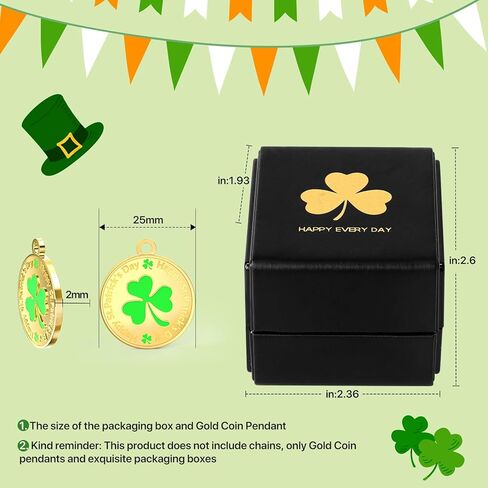 Whimypey St. Patrick's Day 18K gold pendant, clover, gold coin pendant, lucky accessory in Kuwait