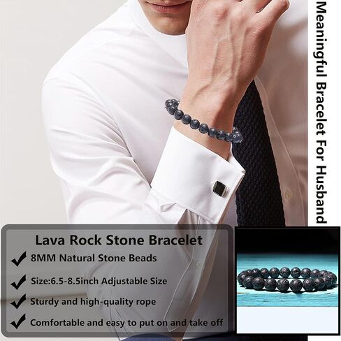 SONNYX الحجر الطبيعي مطرز سوار للرجال النساء شفاء كريستال الخرزة سوار للزوج زوجة الأحجار الكريمة تمتد سوار قابل للتعديل 8mm الخرز سوار لعيد ميلاد الأب عيد الأم هدية عيد الميلاد in Kuwait