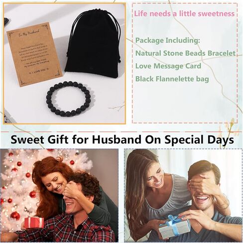 SONNYX الحجر الطبيعي مطرز سوار للرجال النساء شفاء كريستال الخرزة سوار للزوج زوجة الأحجار الكريمة تمتد سوار قابل للتعديل 8mm الخرز سوار لعيد ميلاد الأب عيد الأم هدية عيد الميلاد in Kuwait