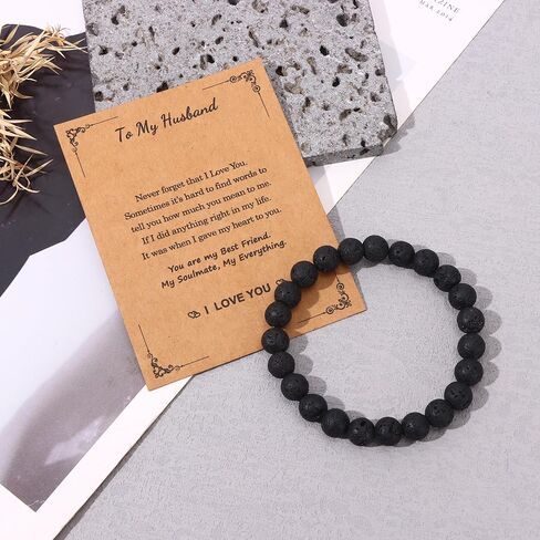 SONNYX الحجر الطبيعي مطرز سوار للرجال النساء شفاء كريستال الخرزة سوار للزوج زوجة الأحجار الكريمة تمتد سوار قابل للتعديل 8mm الخرز سوار لعيد ميلاد الأب عيد الأم هدية عيد الميلاد in Kuwait