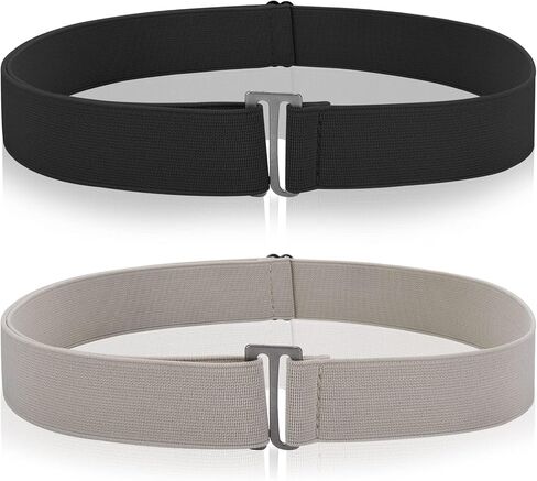 Cielasis 2PCS Invisible Adjustable Elastic No Show Flat Buckle Stretchable Belt Invisible Women Stretch Belt Elastic Web Strap Belt with Flat Buckle for Jeans Pants Dresses in Kuwait