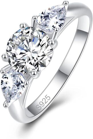 خاتم خطوبة من الفضة الاسترليني عيار 925 للنساء من ياريسول بتصميم كمثرى ودائري ومرصع بحجر زركونيا مكعب ايه ايه ايه مقاس 5-10 in Kuwait