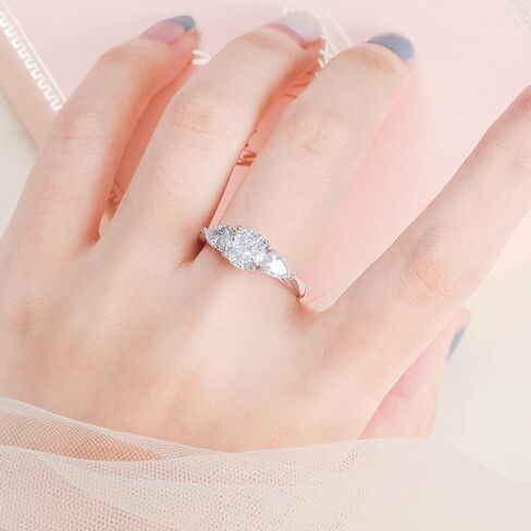 خاتم خطوبة من الفضة الاسترليني عيار 925 للنساء من ياريسول بتصميم كمثرى ودائري ومرصع بحجر زركونيا مكعب ايه ايه ايه مقاس 5-10 in Kuwait