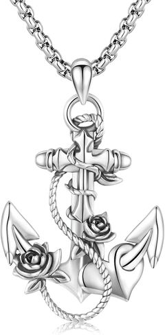 قلادة مرساة من الفضة الاسترليني عيار 925 من تو انتس، قلادة بتصميم ايمان وامل الحب قلادة متقاطعة، مجوهرات مسيحية هدايا للنساء والرجال، فضة استرليني، بدون احجار كريمة, فضة استرلينية, لا أحجار كريمة in Kuwait