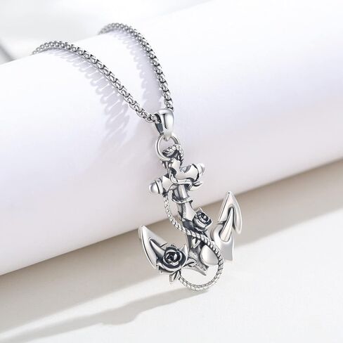 قلادة مرساة من الفضة الاسترليني عيار 925 من تو انتس، قلادة بتصميم ايمان وامل الحب قلادة متقاطعة، مجوهرات مسيحية هدايا للنساء والرجال، فضة استرليني، بدون احجار كريمة, فضة استرلينية, لا أحجار كريمة in Kuwait