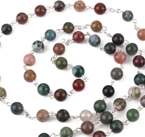 الكاثوليكية الحجر الطبيعي عقد خرز طول 23.5 بوصة الفضة الصليب 8 مللي متر الهند العقيق الصلاة يبارك الخرز مع شنطة هدايا مخملية in Kuwait