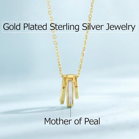 عقد بقلادة سلسلة ذهبية مع عرق اللؤلؤ قلادة انيقة من الفضة الاسترلينية للنساء in Kuwait