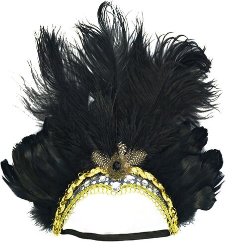 عصابة رأس Famvos Carnival Feather Headpiece Showgirl، أسود، مقاس واحد in Saudi Arabia