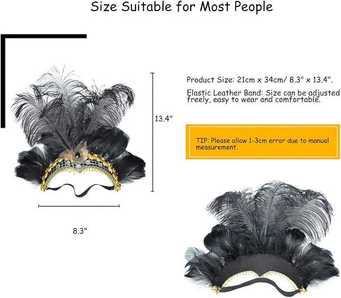عصابة رأس Famvos Carnival Feather Headpiece Showgirl، أسود، مقاس واحد in Saudi Arabia