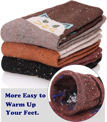 EBMORE المرأة الصوف المشي الجوارب الدافئة سميكة الشتاء التمهيد الدافئ طاقم المقصورة السيدات العمل الجوارب لينة للطقس البارد, Shoe Size: 6-10 in Kuwait