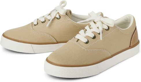 The Children's Place Boys Casual Lace Up Low Top Sneakers, Tan Canvas, 3 Big Kid in Saudi Arabia
