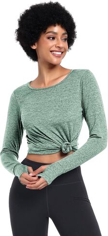 ايه دي او ام قمصان رياضية للنساء باكمام طويلة وقصة جافة مناسبة لصالة الالعاب الرياضية واليوغا والجري وماص للرطوبة in Kuwait