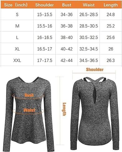 ايه دي او ام قمصان رياضية للنساء باكمام طويلة وقصة جافة مناسبة لصالة الالعاب الرياضية واليوغا والجري وماص للرطوبة in Kuwait