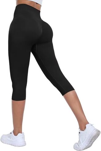 Vertvie Capri طماق اليوغا للنساء، عالية الخصر التحكم في البطن تجريب طماق لينة Scrunch بعقب رفع ممارسة السراويل in Saudi Arabia