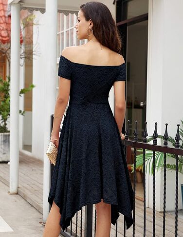 فستان وصيفة العروس نسائي من الدانتيل الزهري من Wedtrend فستان بكتف مكشوف عالي الطول لحفلات الكوكتيل in Kuwait