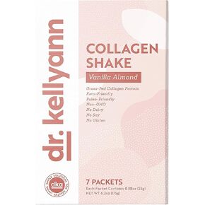 Dr. Kellyann Keto Chocolate Almond Shakes - 100% Grass Fed Collagen Protein by Bone Broth Expert Gluten Free, Dairy Free, Soy Free, Non-GMO - Perfect for Keto, Paleo & Weight loss Diets (7 servings)