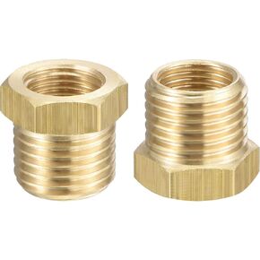 uxcell Brass Pipe Fitting Reducer Adapter 1/4" BSPP Male x 1/8" BSPP Female for Water Oil Air Pressure Gauge Engine Temp Sensor, Pack of 2