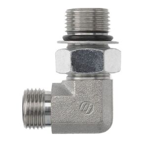 FS6801-06-06-NWO-FG Forged Steel 90 Degree Elbow O-Ring Face Seal Fitting, 11/16"-16 NPT x 9/16"-18 NPT Thread, 3/8" Male Face Seal x 3/8" Male Adjustable O-Ring Boss
