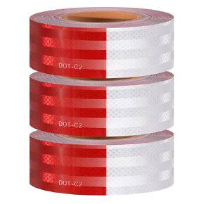 Reflective Tape 3 Inch x 100 Feet Red White Outdoor Waterproof Conspicuity Strong Adhesive Reflector Tape Warning Safety Reflective Tape for Vehicles Trailers Boats Signs (3 in)