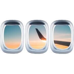 Housoutil 3PCS Airplane Wing Stickers, Self Adhesive Plane Window Clings, 3D Wallpaper Wall Decor Airplane Window Decal Wing