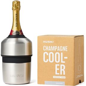 Huski Champagne Chiller | NEW | Award-Winning Iceless Design with Detachable Bottle Stopper | Keeps Wine Cold up to 6 Hours | Fits most 750ml Champagne, Prosecco & Sparkling Wine Bottles (Black)